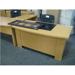 Ash Maple Inlay Bow Front Executive Desk