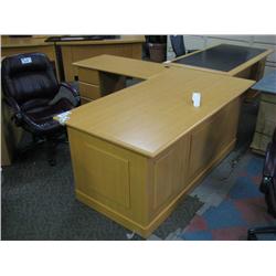 Ash Maple L-shape Double Pedestal Executive Desk