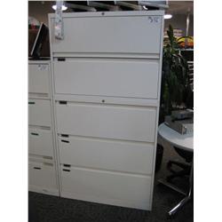 White 5 Drawer Lateral Filing Cabinet