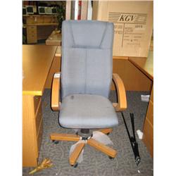 Natural Framed Blue Hi Back Executive Knee Tilter