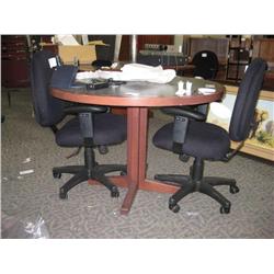 Mahogany Inlay Round Conference Table