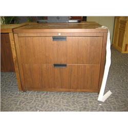 English Walnut Oak 2 Drawer Lateral File Cabinet