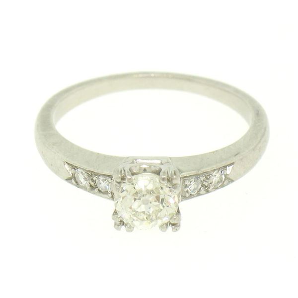 Antique Art Deco.900 Platinum 0.51 ctw Old European Cut Diamond Engagement Ring