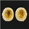 Image 2 : Vintage 14K Gold 11 ctw Large Oval Bezel Citrine Polished Frame Clip On Earrings