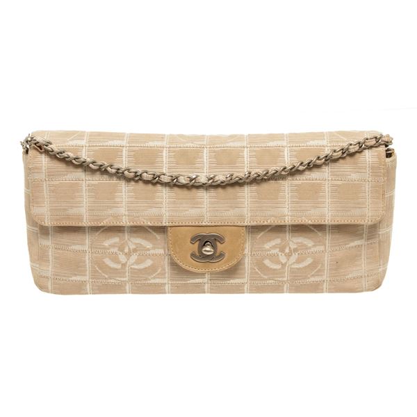 Chanel Tan Quilted Nylon New Travel Line Flap Shoulder Bag