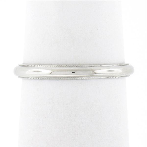 Classic 14k White Gold 2.2mm Domed Polished w/ Milgrain Stack Wedding Band Ring