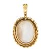 Image 5 : Vintage 14K Gold Oval Bezel Set Mabe Pearl w/ Scalloped Frame Enhancer Pendant