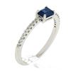 Image 8 : NEW 14K White Gold 0.62 ctw Rectangular Step Cut Sapphire Solitaire & Diamond Ri