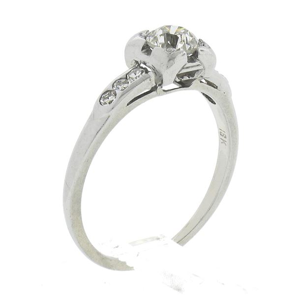 Vintage Jabel 18k Gold GIA 0.57 ctw European Diamond w/ Accents Engagement Ring