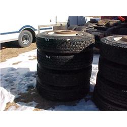(4) 285/75R24.5 TIRES ON WHEELS
