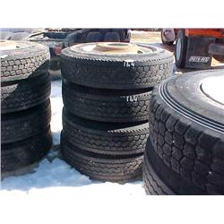 (4) 285/75R24.5 TIRES ON WHEELS