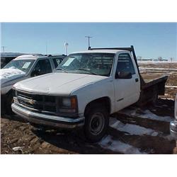 1999 CHEVY 2500 FLATBED, 350 V-8, AUTO, AC, CRUISE