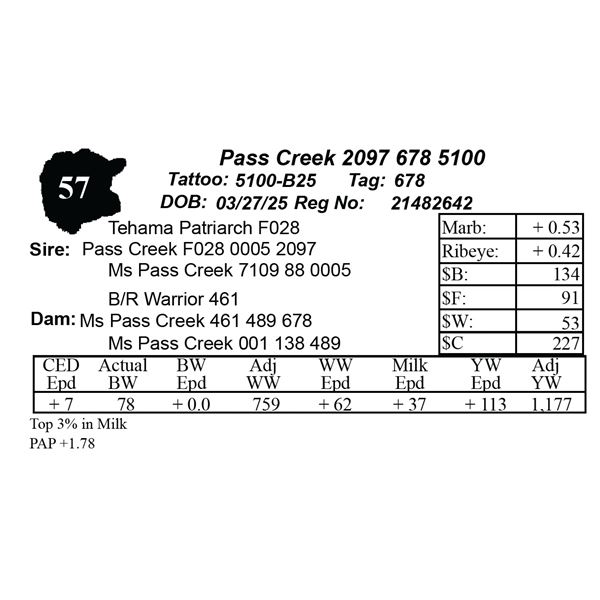 Pass Creek 2097 678 5100