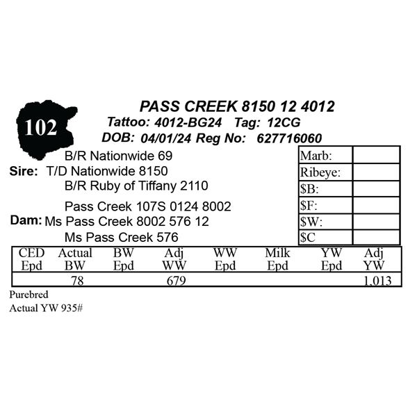 PASS CREEK 8150 12 4012