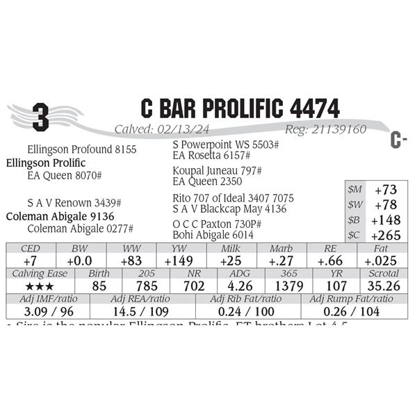 C Bar Prolific 4474