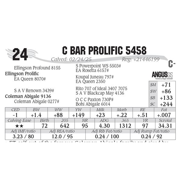 C Bar Prolific 5458