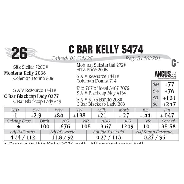 C Bar Kelly 5474