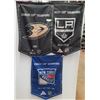 Image 1 : (3) Stanley Cup Championship Flags: LA Kings & Anaheim Ducks & New York Rangers  - 23" x 35"