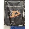 Image 4 : (3) Stanley Cup Championship Flags: LA Kings & Anaheim Ducks & New York Rangers  - 23" x 35"