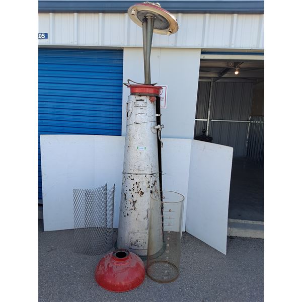 *** Bowser Style Clear Vision Circa 1925 Gas Pump w/Glass & Metal Protector - As Is - 100" Tall x 24