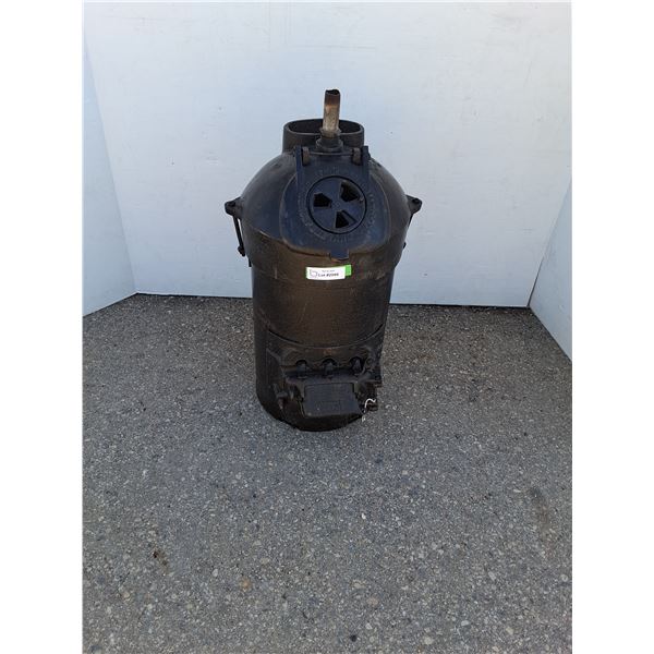 *** Antique Spencer Foundry Converted Barrel Cast Iron Stove - 28" Tall x 14" Wide - CANNOT SHIP, As