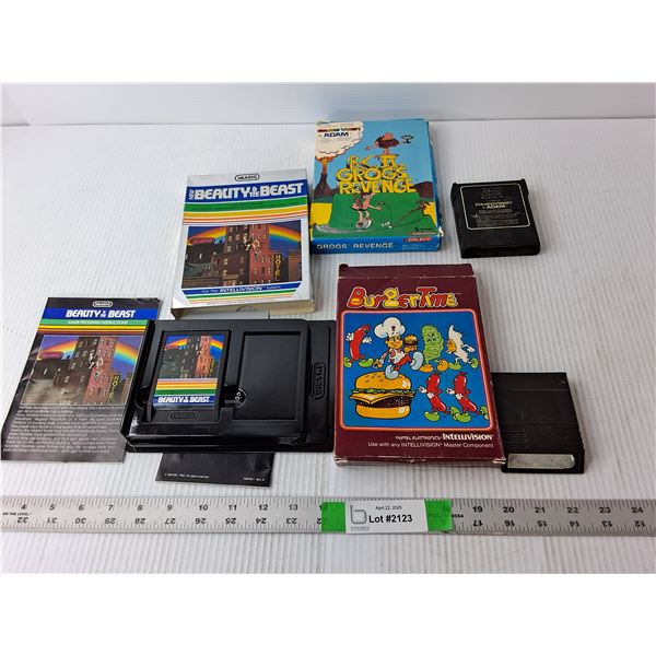 (3) Intellivision/Coleco Game Cartridges- Beauty & The Beast, Grog's Revenge, Burger Time