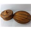Image 2 : Etched Wooden Rotating Tray with Lid 15.5" Diameter