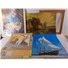 Image 1 : (4) Art Pieces- Virgin Mary, Blue Nose Ship, Pioneer Painting, Sask Wildlife Federation Calendar