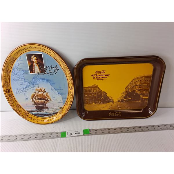 (2) Coca Cola Trays- Vancouver & James Cook