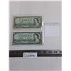 Image 1 : (2) 1954 $1 Canadian Currency Notes