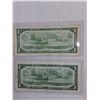 Image 2 : (2) 1954 $1 Canadian Currency Notes