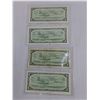 Image 2 : (4) 1954 $1 Canadian Currency Notes