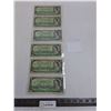 Image 1 : (6) 1967 $1 Canadian Currency Notes