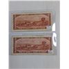 Image 2 : (2) 1954 $2 Canadian Currency Notes