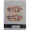 Image 1 : (2) 1986 $2 Canadian Currency Notes