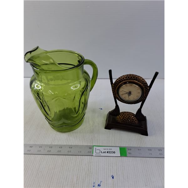 Glass Pitcher and a Quartz Golf Clock