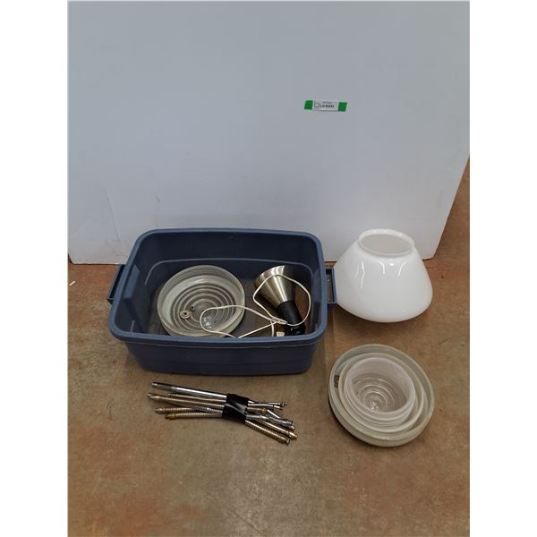 Ceiling Lamp Shades, Lamp Parts, Desk Lamp and Plastic Tote