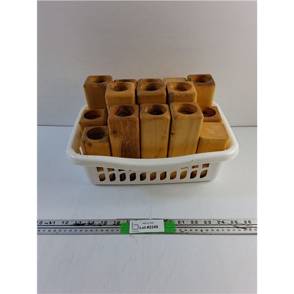 Tea Candle Holders and Plastic Basket