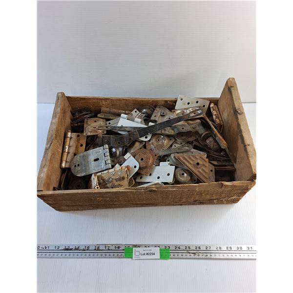 Various Hinges and Wooden Crate