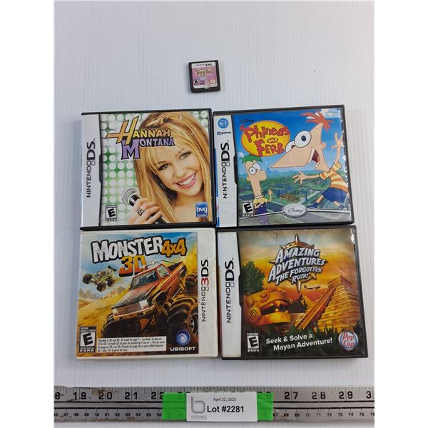 (5) Nintendo DS Games - Phineas & Ferb, Tangled and Monster 4x4 3D