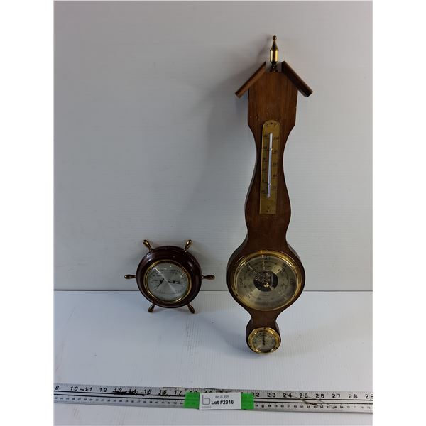 (2) Wall Hanging Barometer/Thermometers