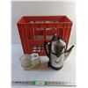 Image 1 : Coca Cola Bottle Crate, Electric Coffee Pot and Food Chopper - As Is