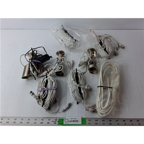 (3) Swann Security Cameras with Cords- Untested