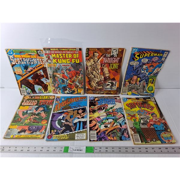 (8) Vintage Comics- Superboy, The Twilight Zone, Scalphunter, Misc.