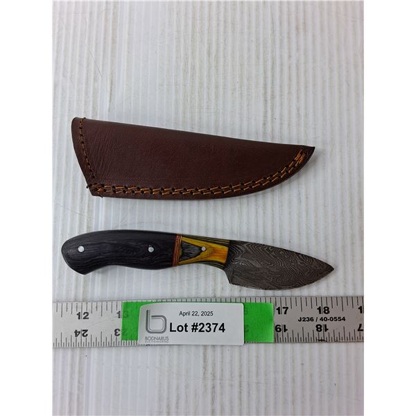 Black Wood Knife with Case 6.75" Long