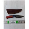 Image 1 : Red & Blue Wood Knife with Case 7.25" Long