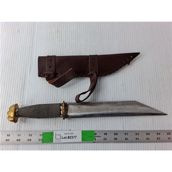 Viking Style Knife with Metal Handle & Case 15" Long
