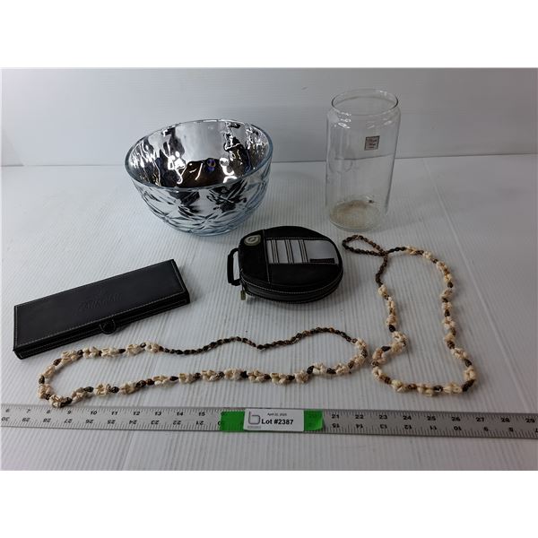 (4) Molson Canadian Coasters, (2) Shell Necklaces, CD Case, Misc.