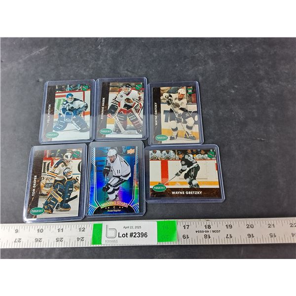 (6) Parkhurst/Upper Deck Hockey Cards- Wayne Gretzky, Felix Potvin, Misc.