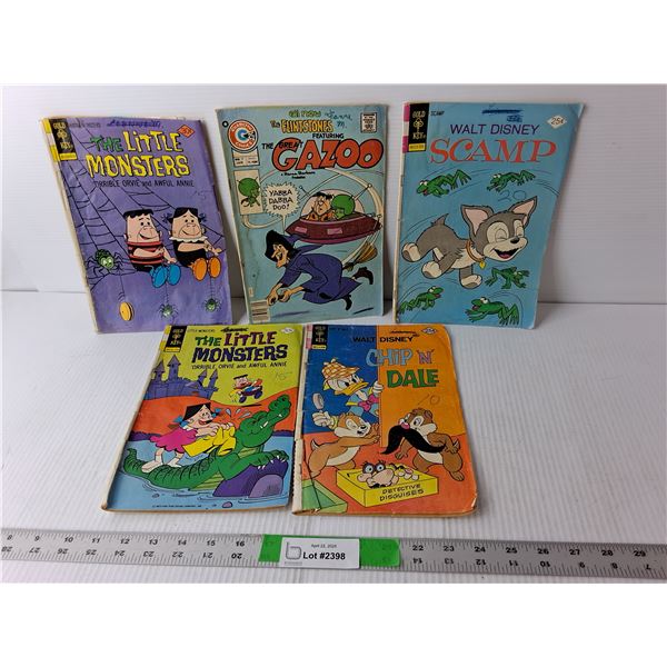 (5) Vintage Comics- The Little Monsters, The Flintstones, Chip n Dale, Scamp